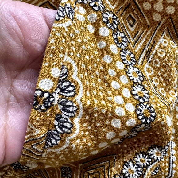 Cotelac Linen Shorts Relaxed Fit Zip Fly Pockets Batik Print Yellow 3 XL - Picture 2 of 6